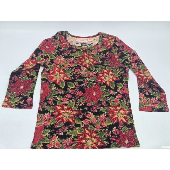 The Vermont Country Store Red Floral Top Size Small VTG - Picture 1 of 16